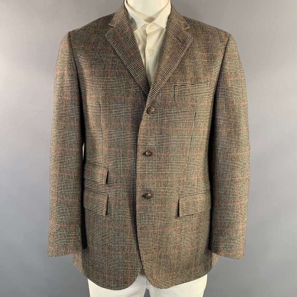 POLO by RALPH LAUREN Chest Size 42 Beige Black Glen Check Sport Coat